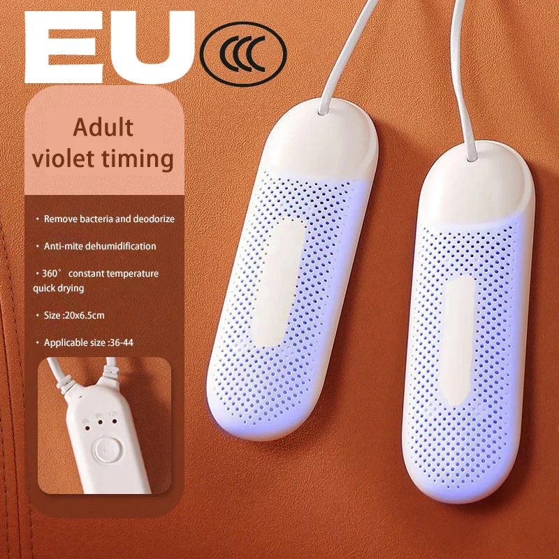 Portable Electric Shoe Dryer & Freshener โ UV Dehumidifier for Footwear & Socks, Timed, EU/US/UK Compatible