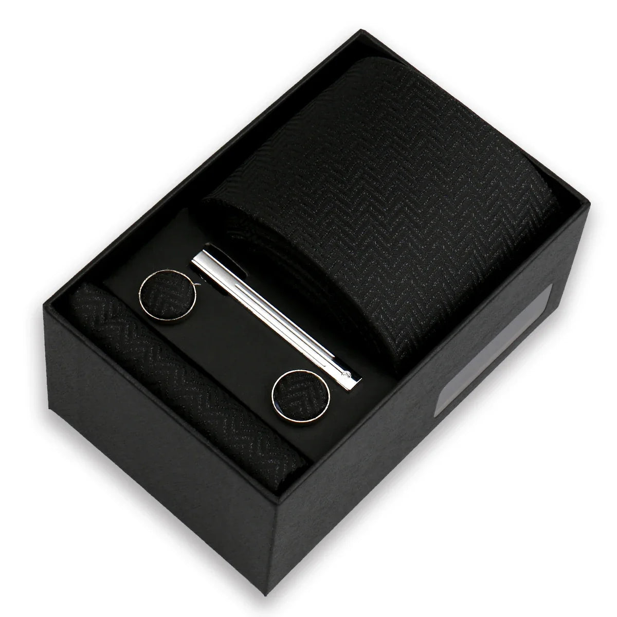 Men’s Fashion Tie Set Gift Box - 8cm Necktie with Handkerchief Cufflinks & Clip for Formal Business Suit Accessories