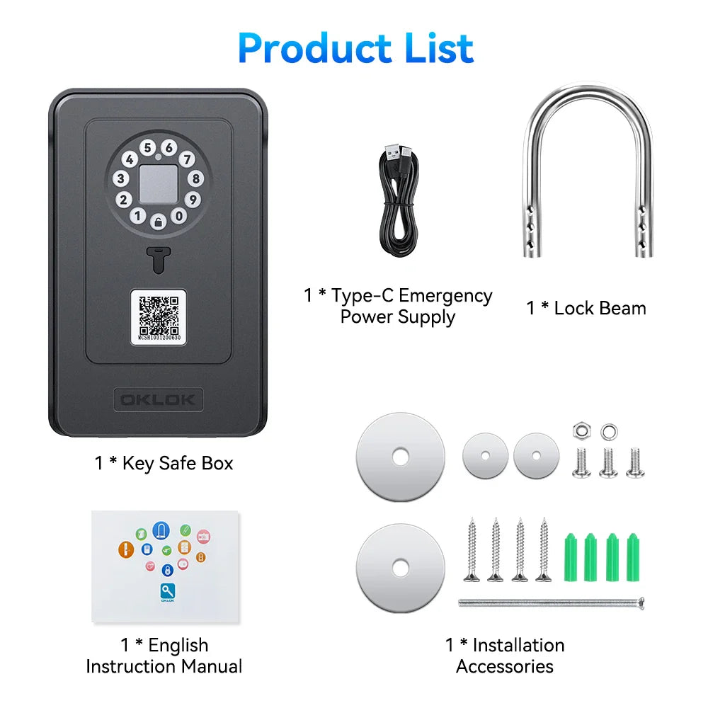 Camluxy Smart Key Box with Fingerprint & Digital Password – Secure Lockbox with IC Card and Combination Code Unlock