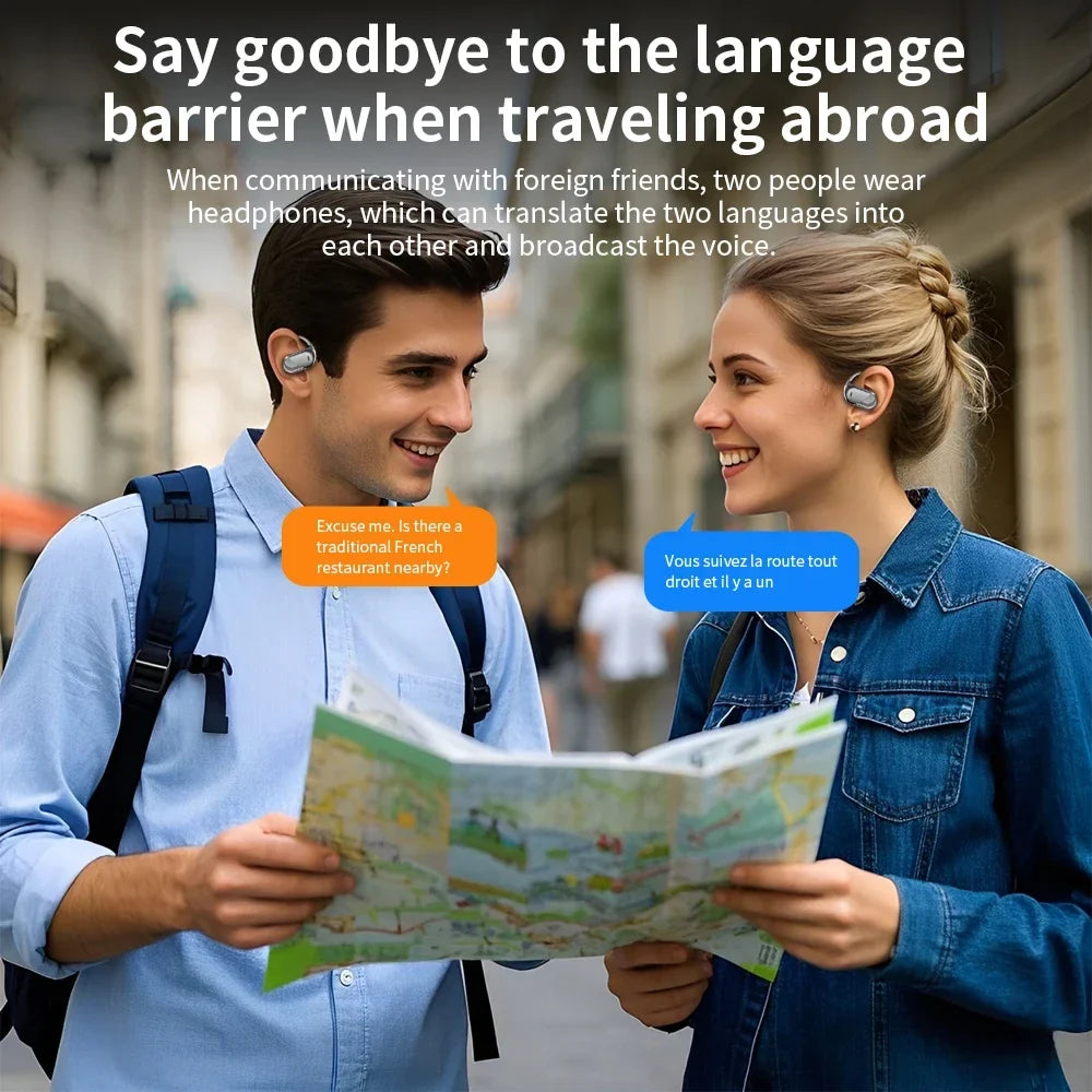 3-in-1 AI Translator Earbuds - Real-Time Voice Translation in 144 Languages with Bluetooth 5.4 & Noise Cancellation