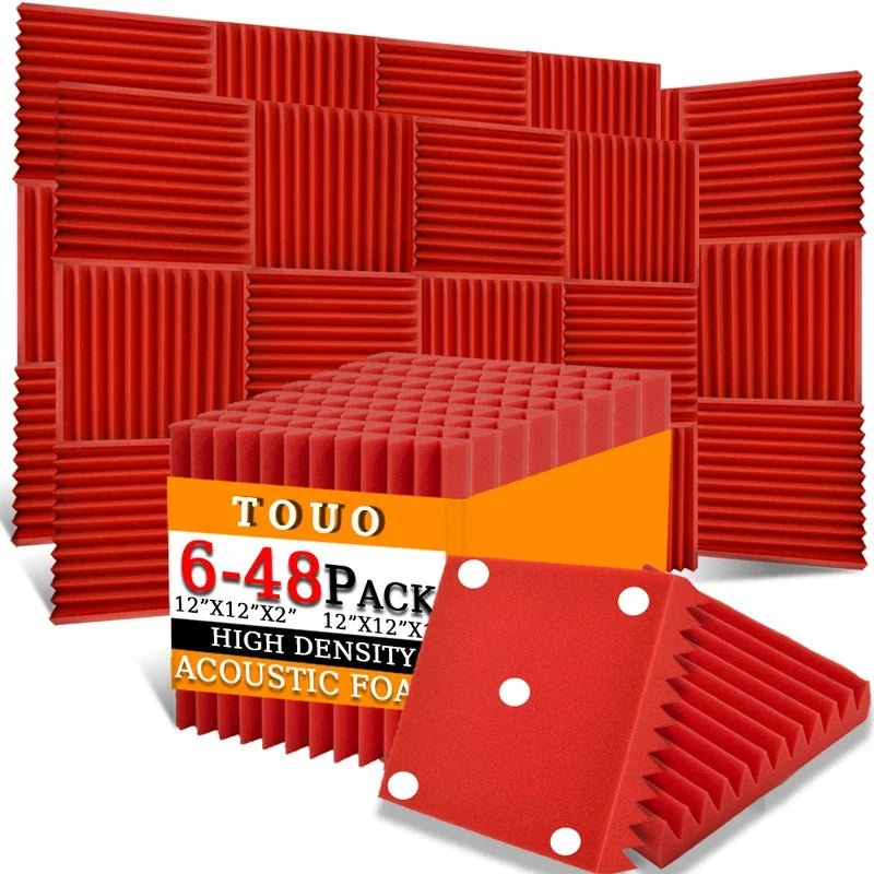 TOUO Acoustic Foam Panels - Sound Absorbing Wall Tiles for Studio Recording, Home Theater & Noise Reduction Treatment