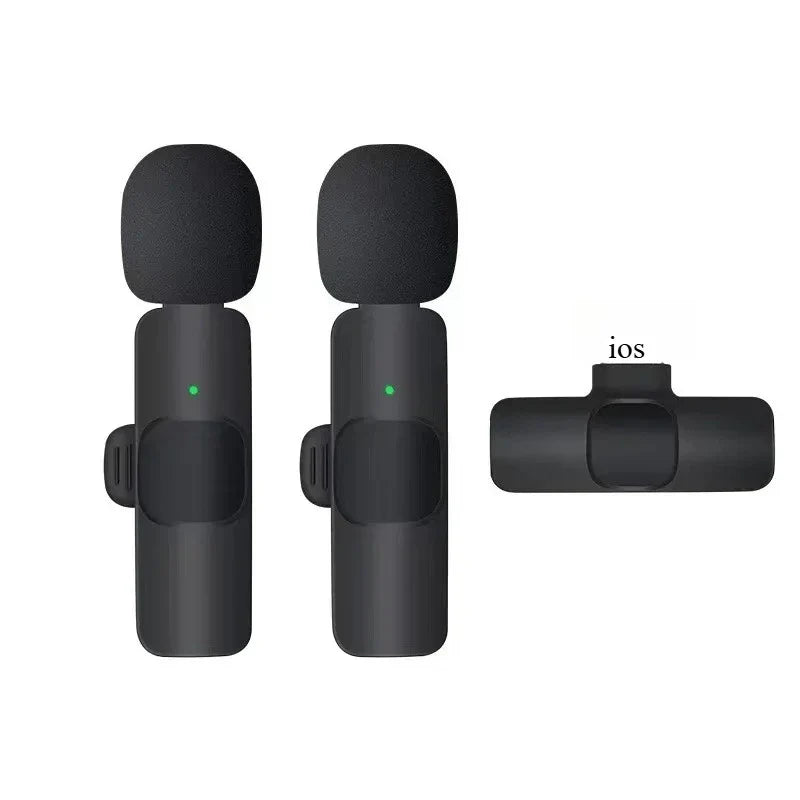 Basix Mini Wireless Lavalier Microphone - Noise Cancelling Portable Mic for iPhone Android Camera Live Interviews