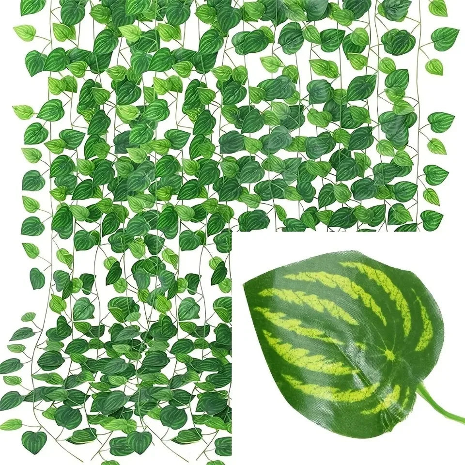 11M Artificial Ivy Leaf Garland — Green Hanging Vine for Outdoor Garden, Wall, Wedding & Home Decor