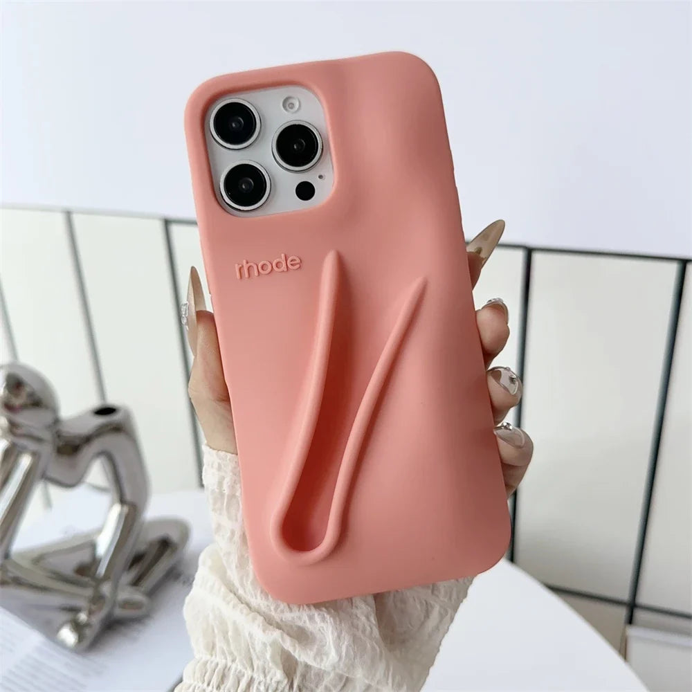 Silicone iPhone Case - 3D Toast Ribbon Espresso Cover for iPhone 12–17 Pro Max, Plus & Air