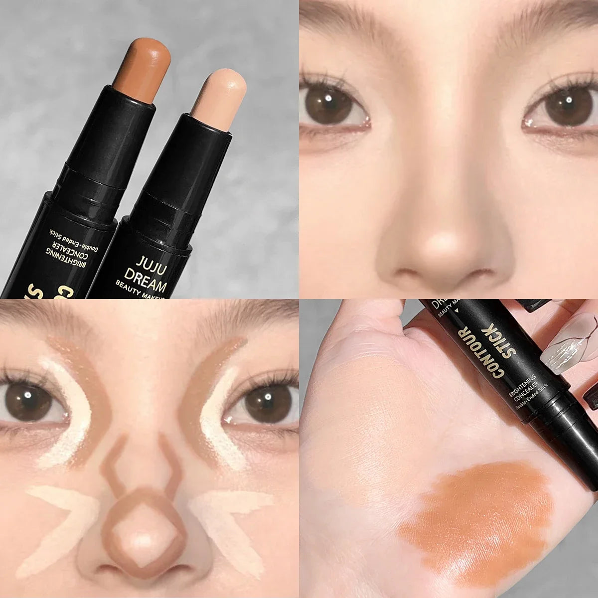Double Ended Contour Stick - Highlight & Nose Shadow Makeup for 3D Face Sculpting and Brightening