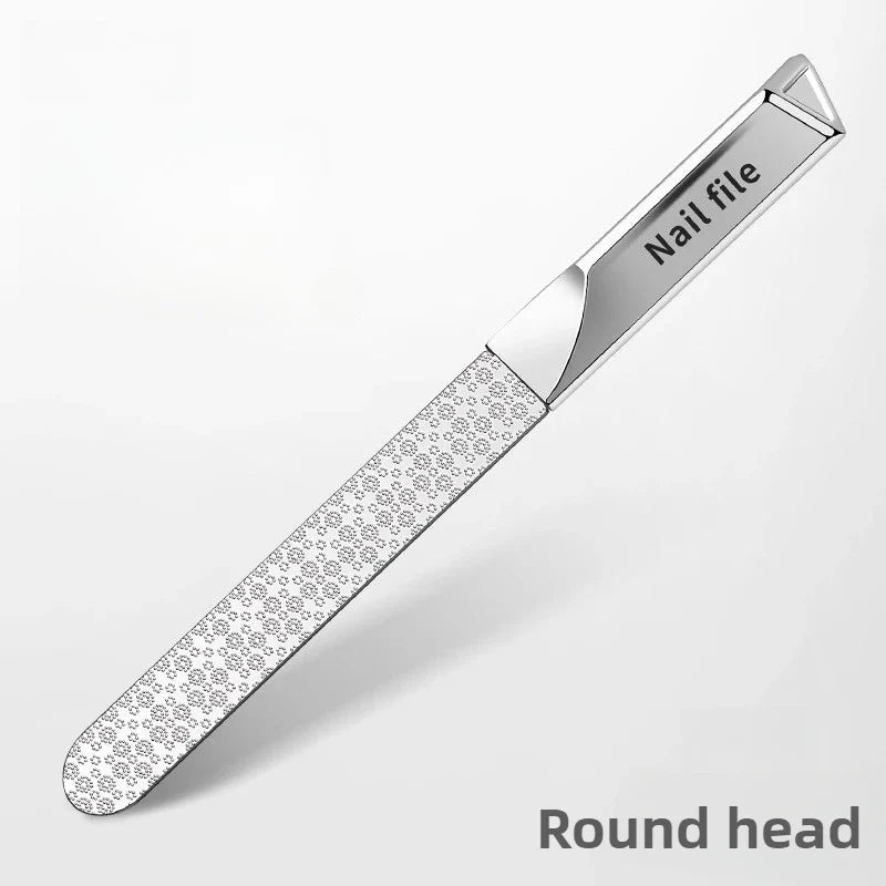 Stainless Steel Double-Sided Nail File - Professional Manicure Buffer & Nail Styling Tool for Home and Travel