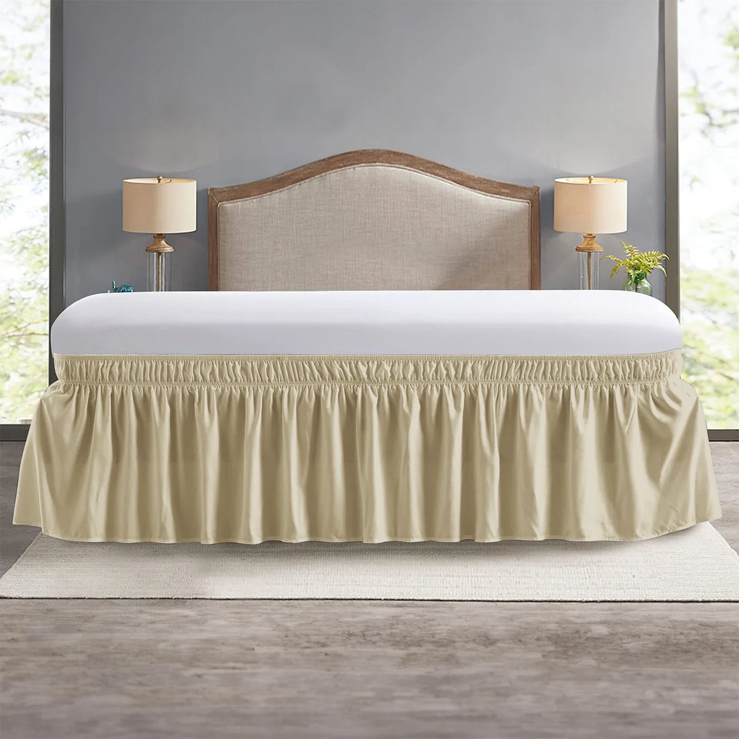 Elastic Wrap-Around Ruffled Bed Skirt – Soft, Comfortable, Fade-Resistant Bedding Protector with Easy-Fit Design for Stylish Bedroom Decor