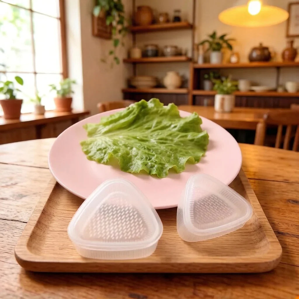 2PCS Transparent Sushi Mold Kit – DIY Onigiri Rice Ball & Triangular Sushi Maker Press for Bento Kitchen Food Preparation