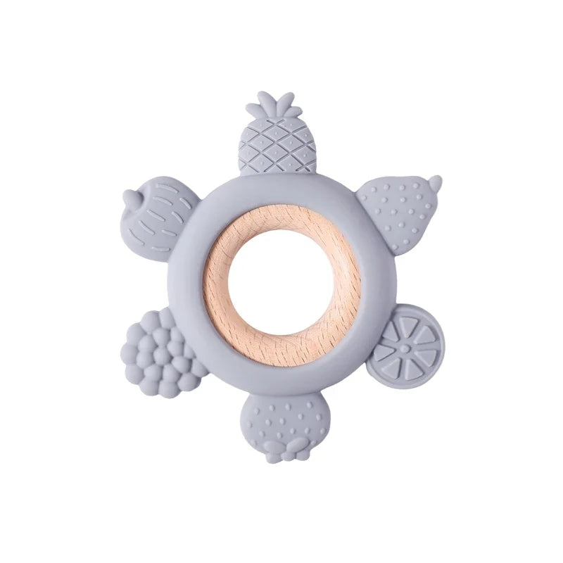 Baby Silicone Teether Toy - BPA Free Dental Chew Ring Bracelet for Infant Teething Relief and Kids Gift