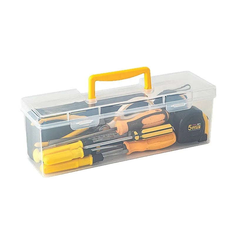 Multi-Compartment Tool Storage Box - Transparent Portable Organizer for Screws, Wrenches & Small Parts