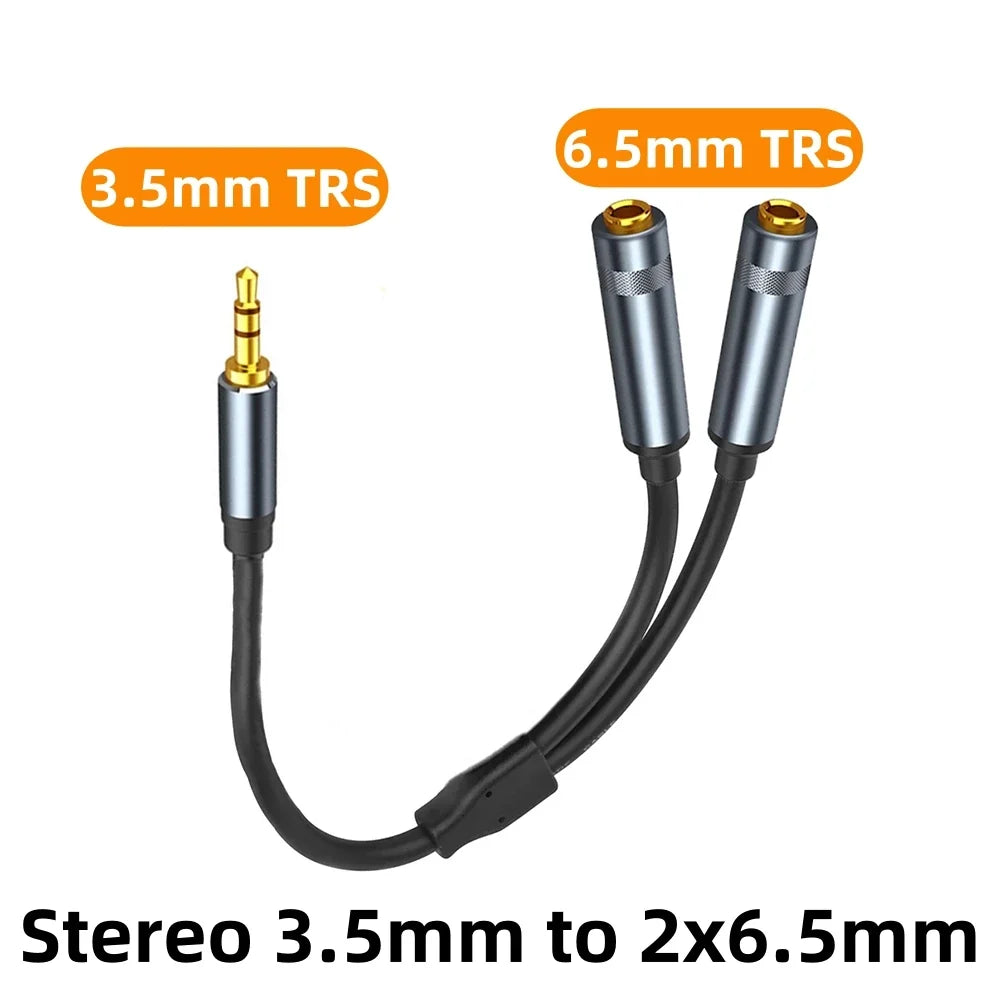 3.5mm to Dual 6.35mm Audio Splitter Cable - TRS Y Adapter for Amplifiers, Speakers & Mixers