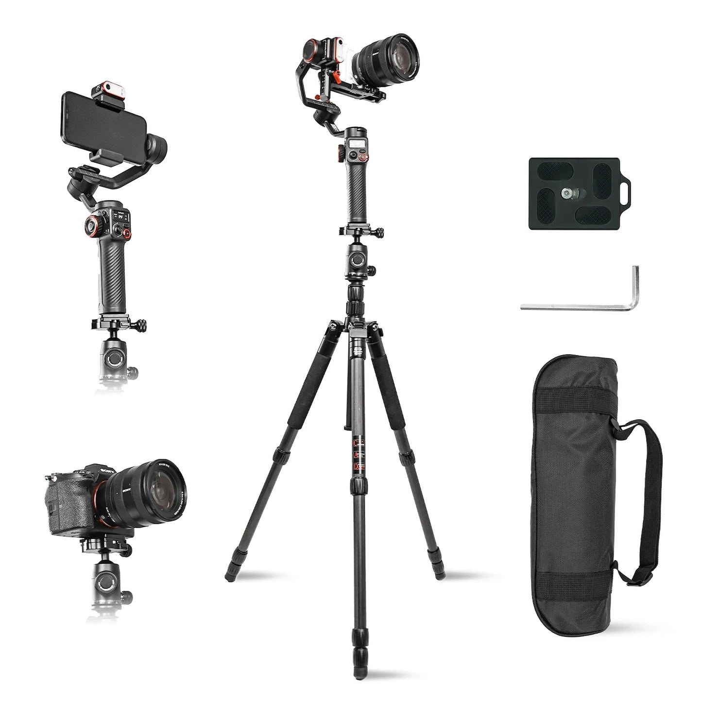 Hohem MT2 Kit 3-Axis Gimbal Stabilizer – Mirrorless Camera Gimbal for Sony/Canon/Nikon/Fujifilm/Panasonic with AI Tracker