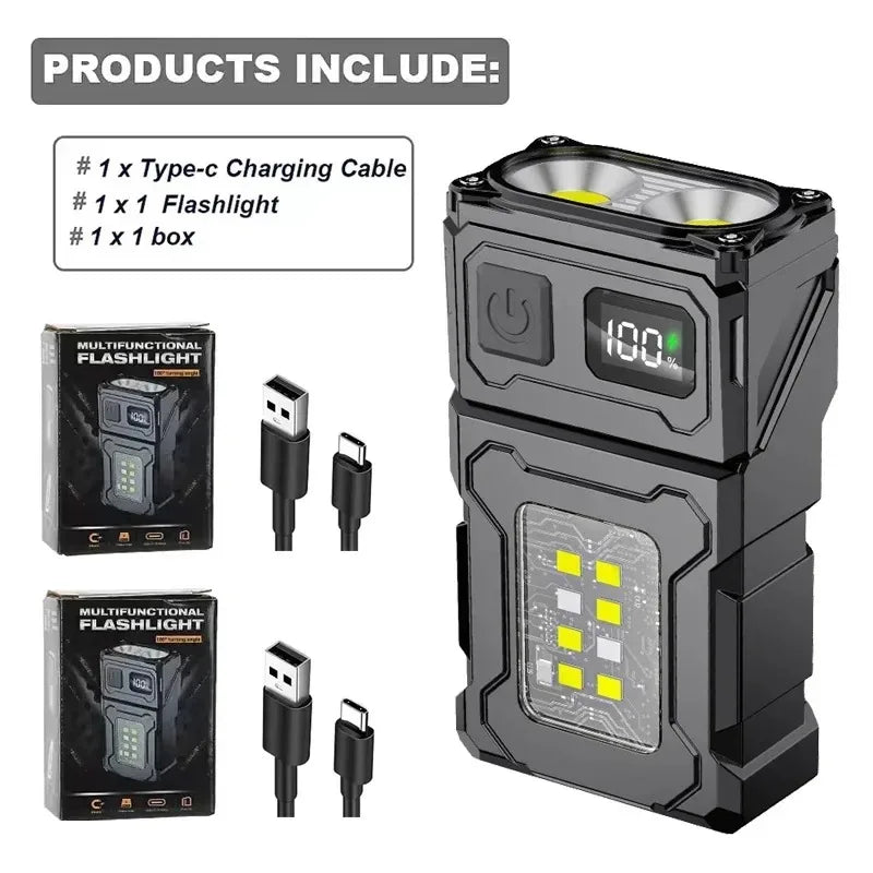 Tactical Mini LED Flashlight - Rechargeable EDC Work Light for Outdoor Camping Hiking and Molle Gear