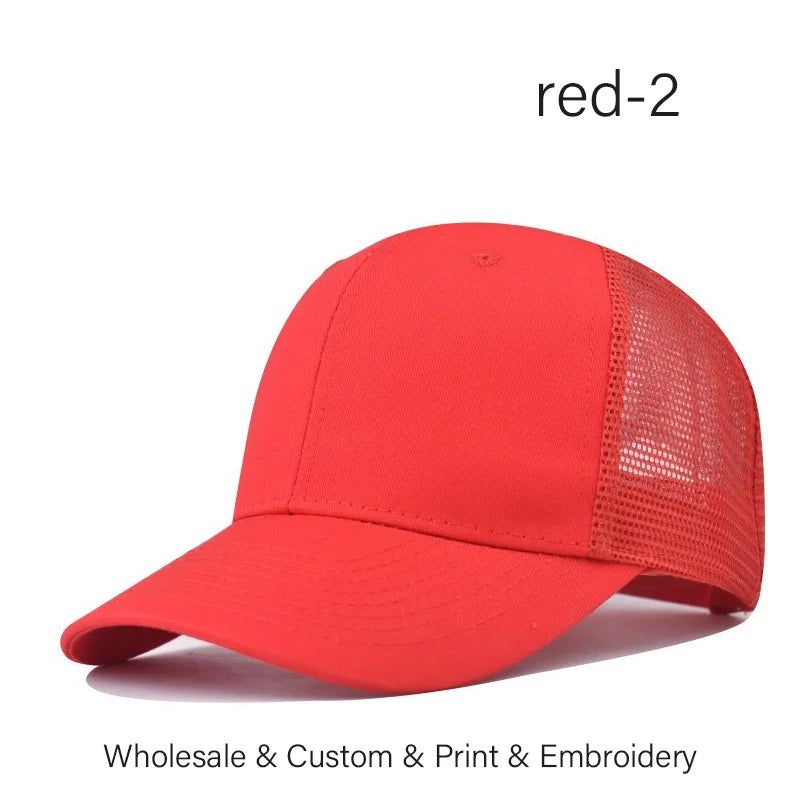 Custom Embroidered Baseball Cap - DIY Logo Mesh Hat for Men & Women, Adjustable Cotton Unisex Cap