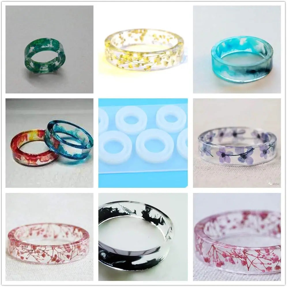 8-Piece Silicone Ring Mold Set - Assorted US Sizes 5-12 for Resin Jewelry Casting & DIY Crafts