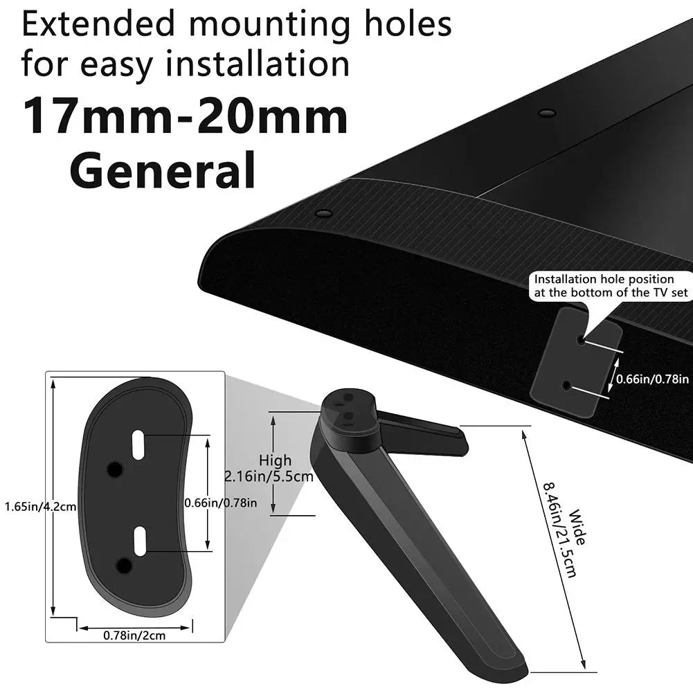 Universal TV Stand Base Replacement – Pedestal Mount Legs for 17–20mm TVs, Easy Installation Tabletop Stand