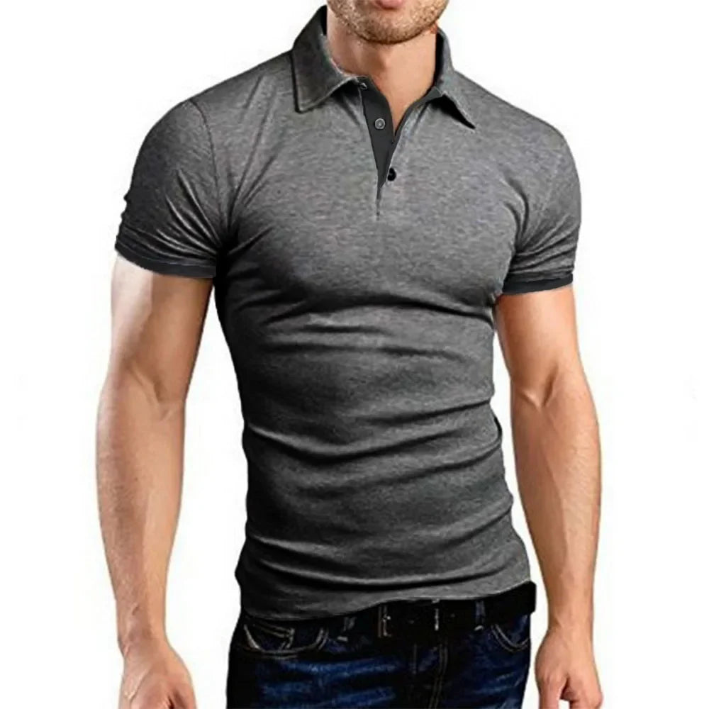 Men's Color Block Polo Shirt - Casual Slim Fit England Style Short Sleeve Streetwear Polo