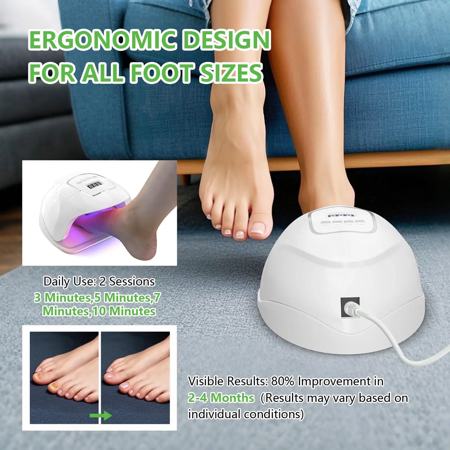 Laser Nail Fungus Treatment Device – Dual 15x470nm Blue & 30x650nm Red Light with Digital Display Nail Care System