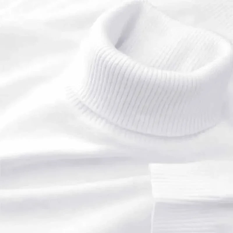 Men's 2026 Knitted Turtleneck Sweater - Solid Color Warm Breathable Pullover Casual Business Streetwear Top