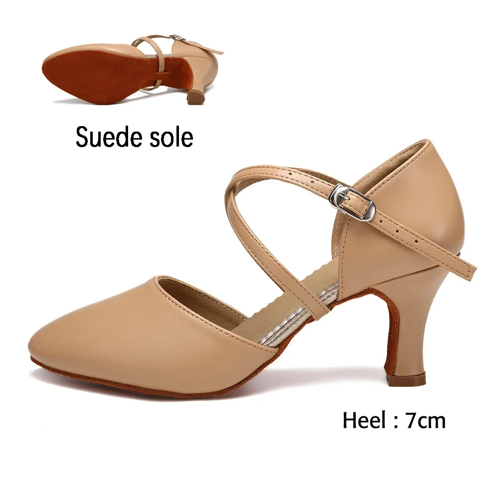 DKZSYIM Women’s Dance Shoes - Latin Tango Jazz Party Dancing Shoes with Lace-Up Closure, Suede Sole, Closed Toe & Microfiber Leather, 7 Colors