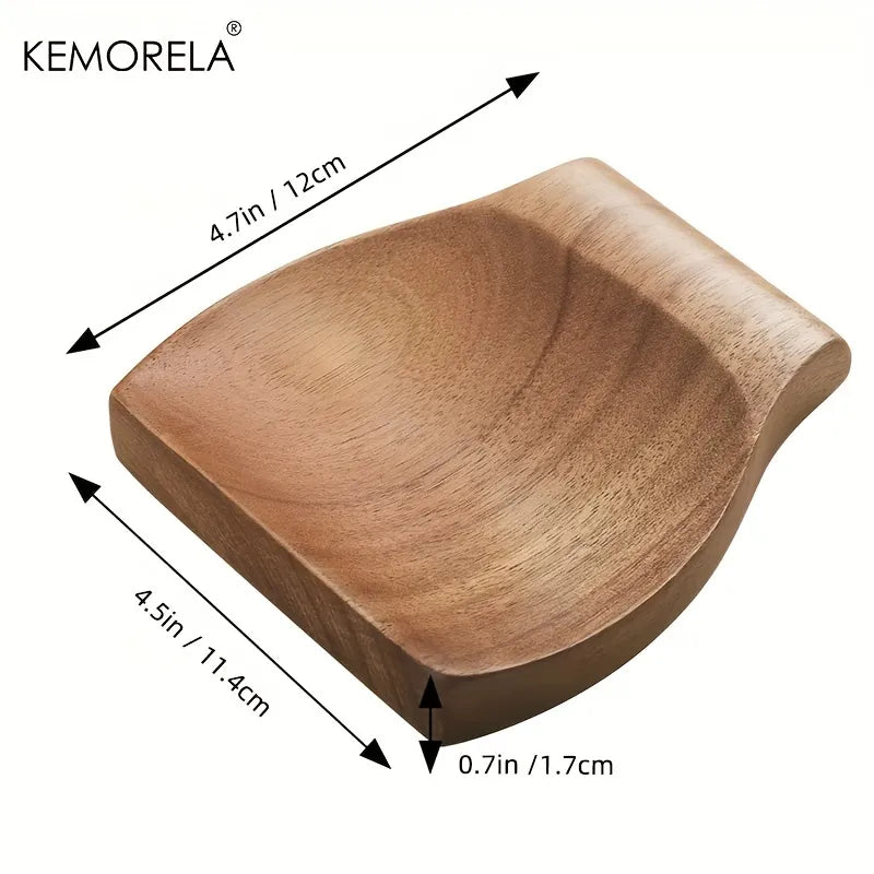 KEMORELA Wooden Utensil Holder: 1PCS Cooking Spoon and Spatula Clip for Kitchen - Natural Wood Spoon Rest