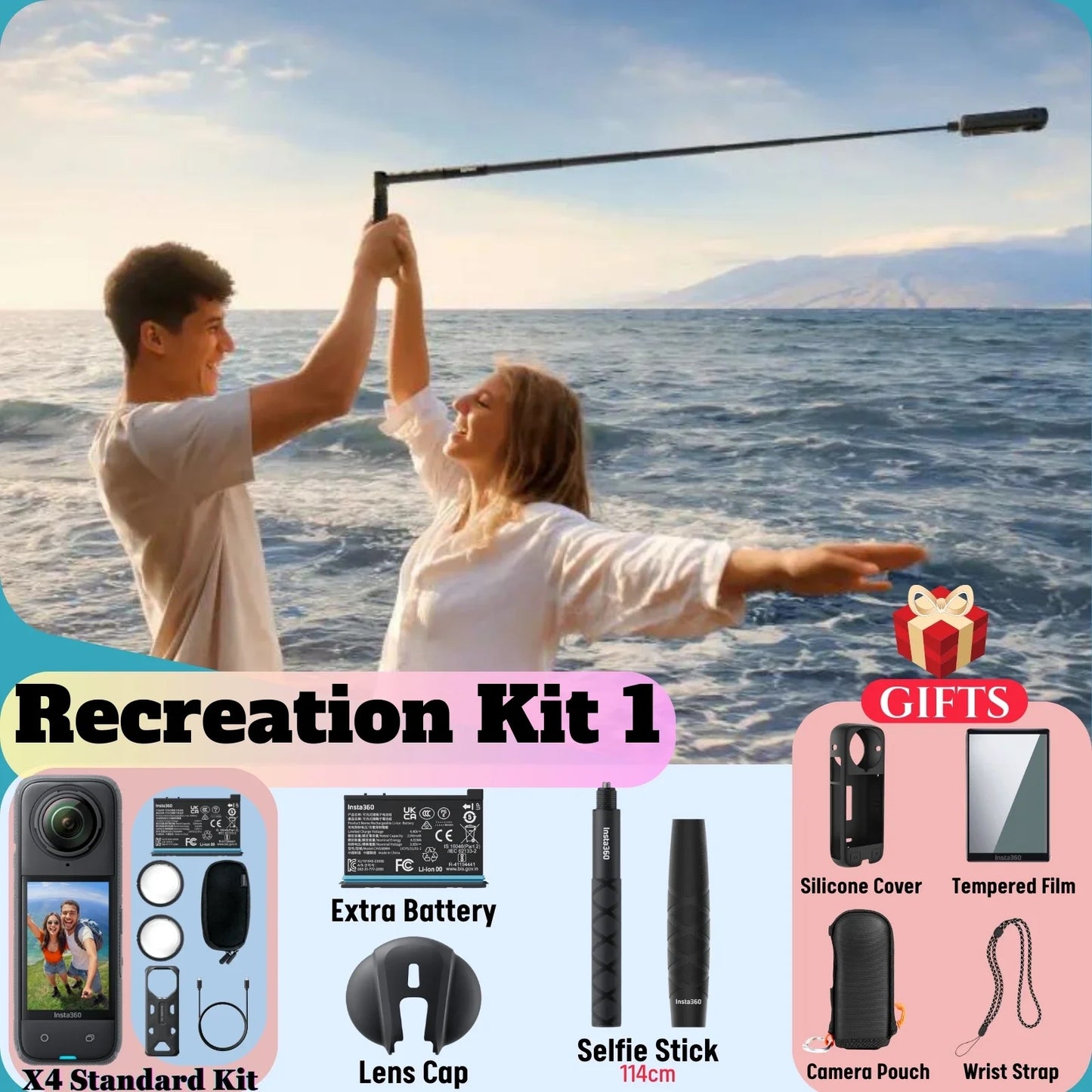 Insta360 X4 8K 360 Action Camera โ 72MP, Active HDR, Waterproof, AI Powered with 2.5'' Touchscreen