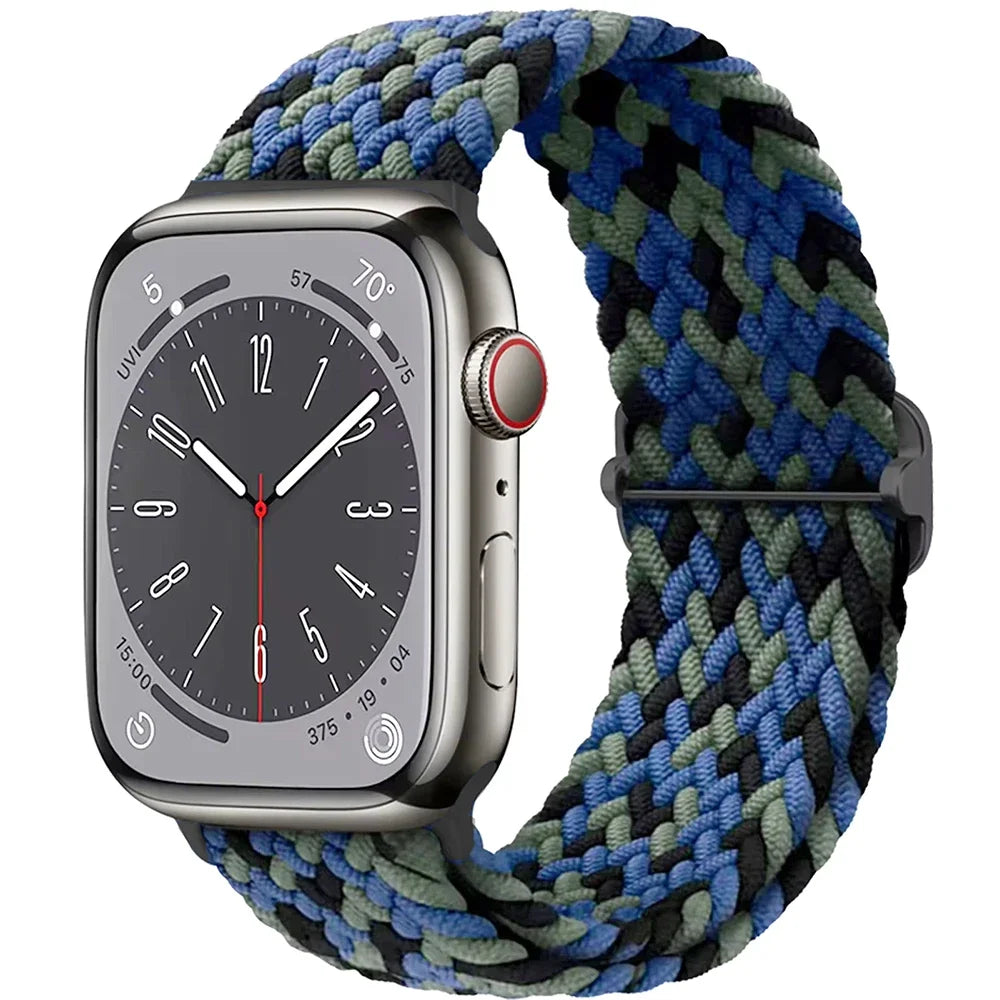 Braided Solo Loop Apple Watch Ultra Band – Elastic Nylon Adjustable Strap for iWatch SE, Series 3–9 (38mm–49mm) Bracelet Band