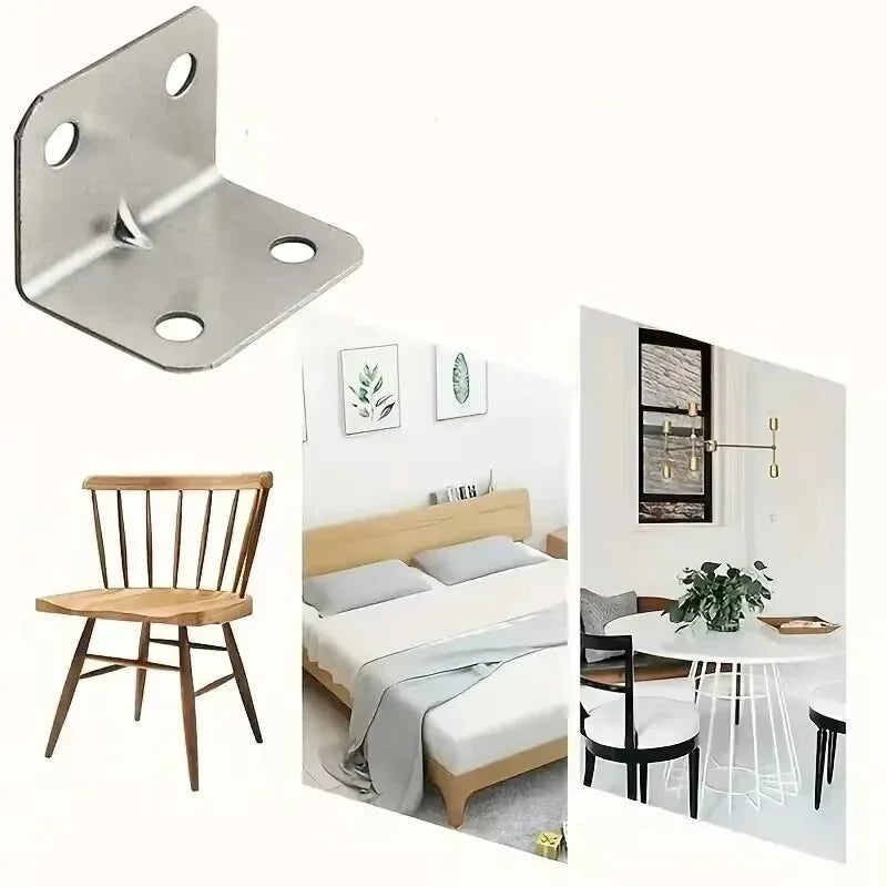 20-Piece Stainless Steel L-Shaped Corner Brackets - 90 Degree Right Angle Hardware for Cabinets & Furniture