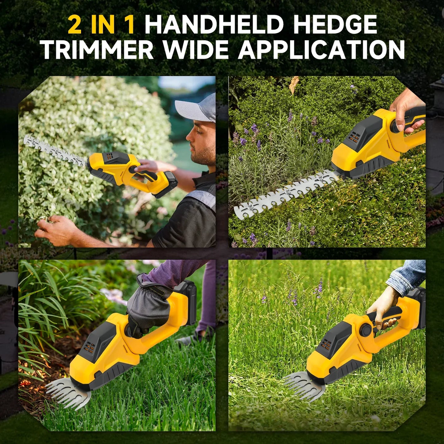 2-in-1 Cordless Hedge Trimmer & Grass Shears for DeWalt 20V Battery – Handheld Electric Garden Tool (Battery Not Included)