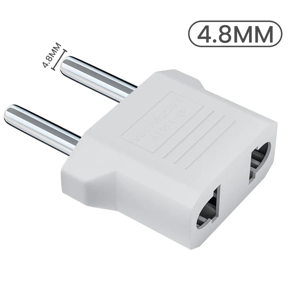 US to EU Plug Adapter - Universal Travel Power Converter for American, China & Korea Plugs 4.0/4.8mm