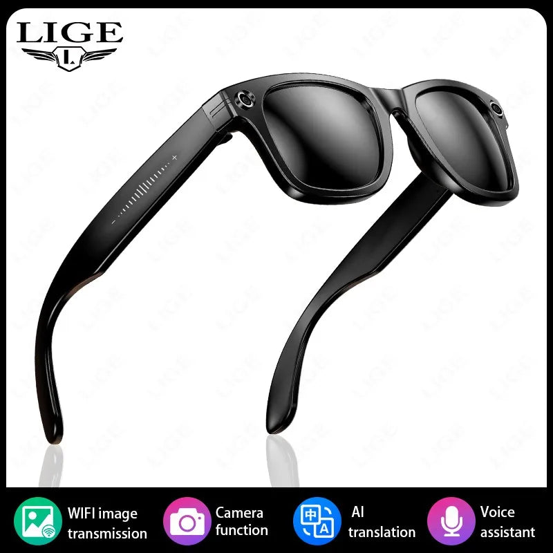 8MP Smart Glasses — AI Photo Recognition, Video Recording, Translation, Bluetooth, IP65 Waterproof, 270mAh Battery