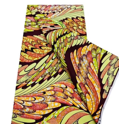 African Glitter Wax Print Fabric - 6 Yards Pink Gold Ankara Cotton Batik Material for Uniforms