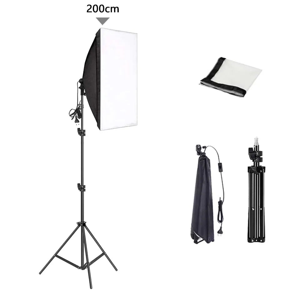 Professional Photography Softbox Lighting Kit β Soft Box with Tripod & E27 Continuous Bulb for Photo Studio