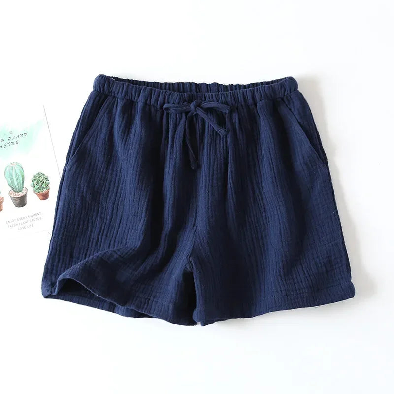 2026 Women's Cotton Crepe Summer Shorts - Loose Fit Plus Size Beach Lounge Pants