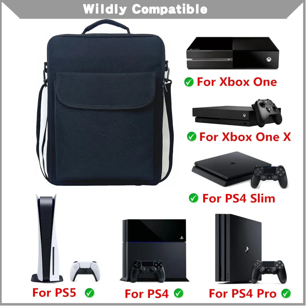 PS5 Portable Travel Carrying Case Backpack – Protective Storage Shoulder Bag for PlayStation 5 Console & Gaming Accessories