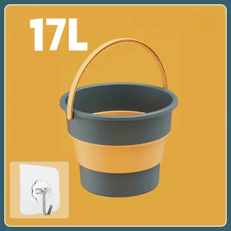 Portable Folding Silicone Bucket - 5L/10L/17L Collapsible Thickened Bucket for Car Washing, Fishing, Camping & Outdoor Use