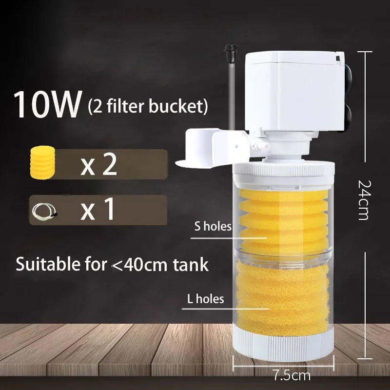 220V Silent Aquarium Filter β Submersible Water Pump with Bio Sponge, Skimmer & Waves Maker for Turtle & Fish Tanks