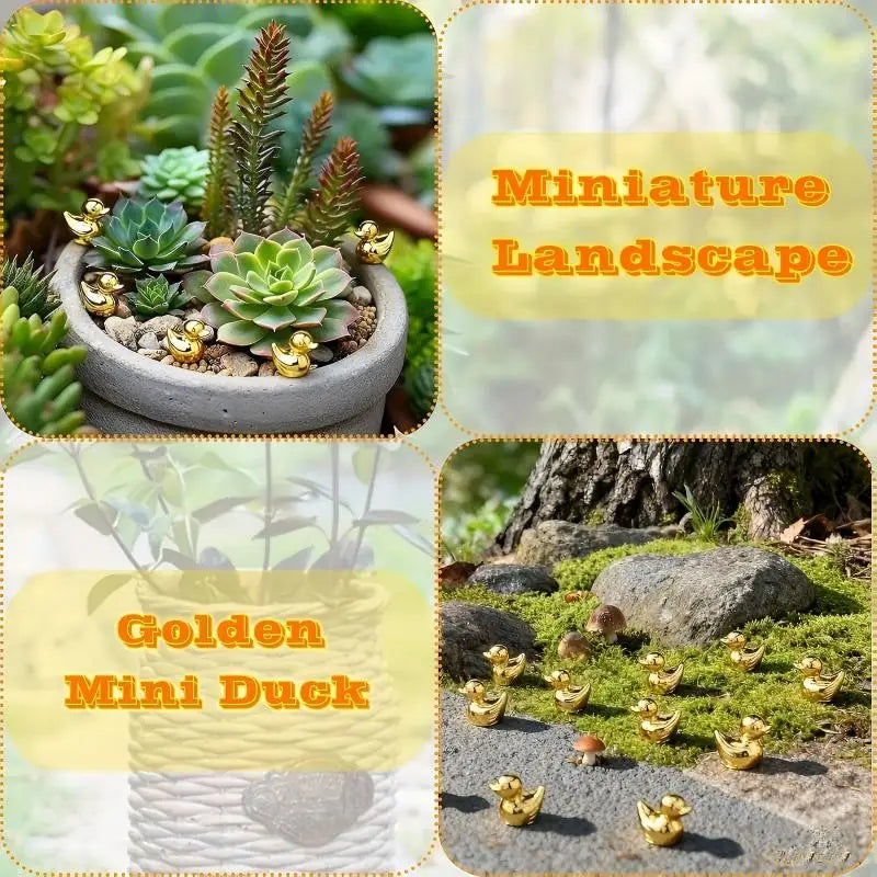 20pcs Mini Golden Duck Figurines - Resin Yellow Ducklings, Dollhouse Decor, Fairy Garden & Craft Scenery