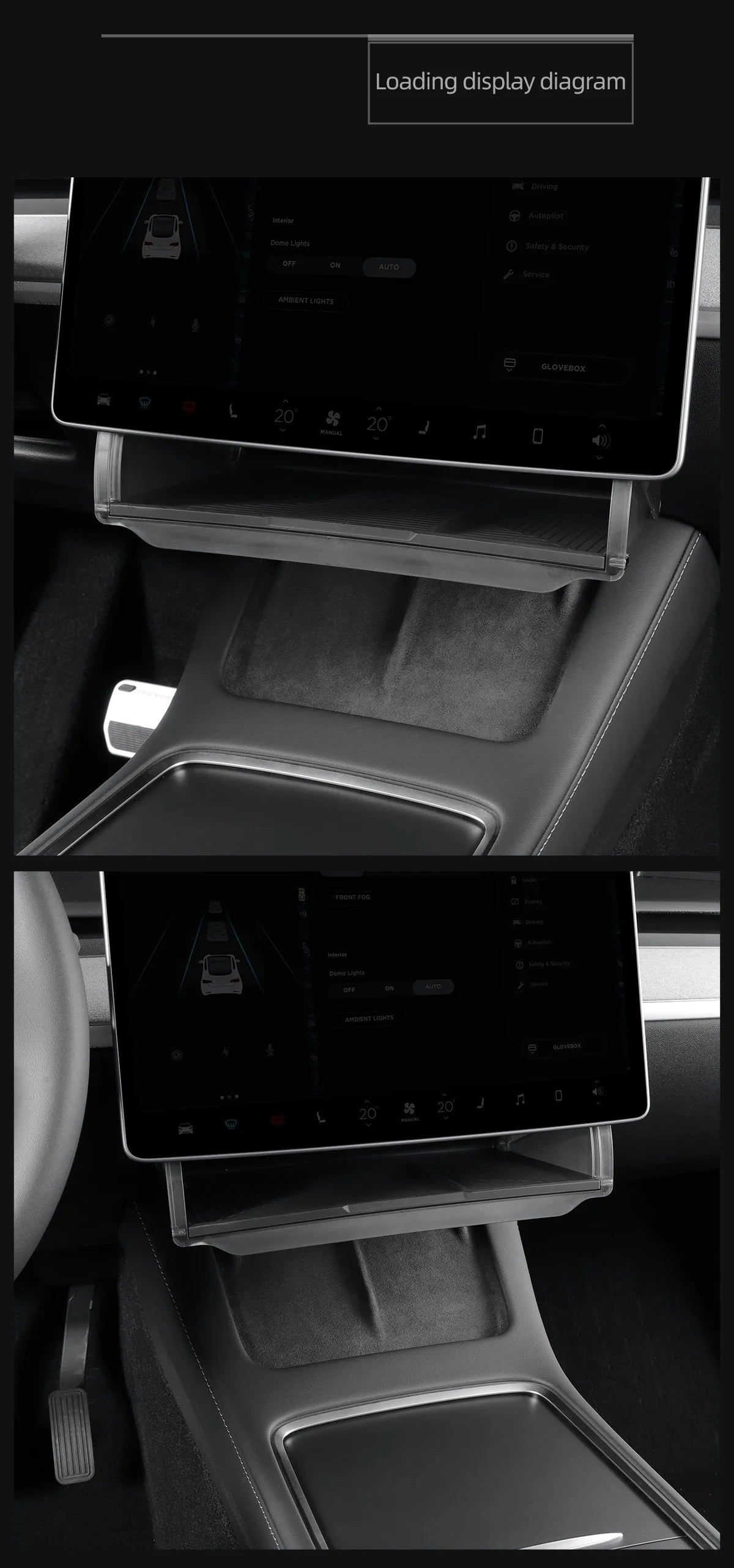 Hidden Storage Box Organizer – Under Screen Tray for Tesla Model Y 2024 & Model 3 2021-2022