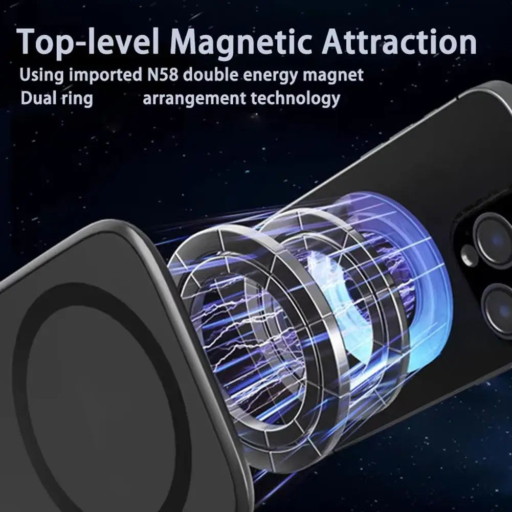 Magnetic Car Phone Holder - Foldable Anti-Shake Dashboard Mount for Navigation