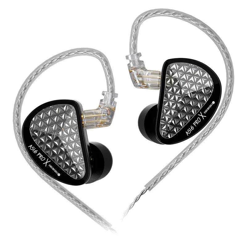 KZ AS16 PRO X In-Ear Headphones — 8 Balanced Armature HiFi Earbuds with Three-Channel Acoustic Duct Structure
