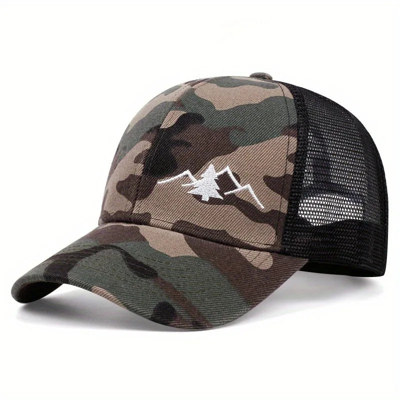 Men’s Mesh Baseball Cap - Breathable Outdoor Sports Sunshade Hat with Adjustable Duckbill Design