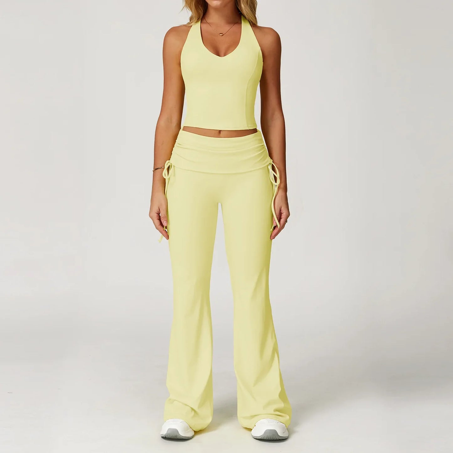 Women’s 2-Piece Tracksuit Yoga Set – High Waist Leggings & Sports Bra for Gym, Fitness & Athletic Wear