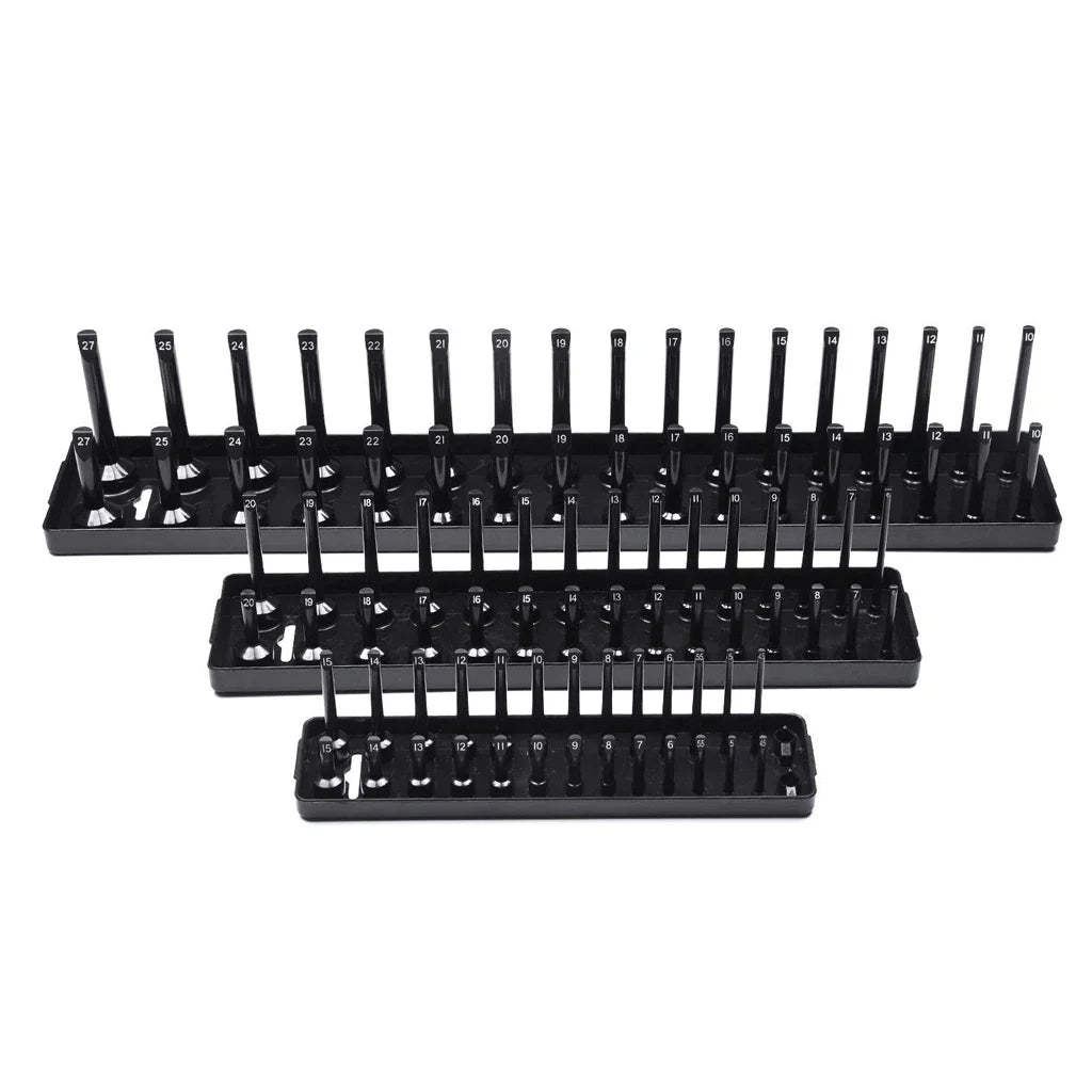Socket Organizer Tray Rack - Metric & SAE 1/4 3/8 1/2 Inch Garage Tool Storage Holder