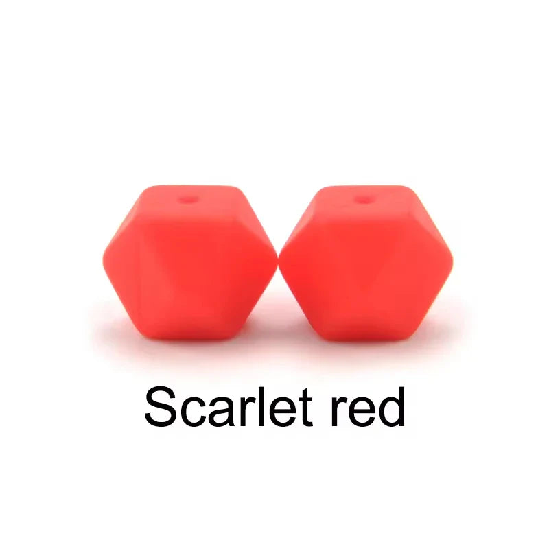 LOFCA 10PCS Hexagon Silicone Beads (14mm/17mm) – DIY Jewelry Making & Pacifier Chain Accessories Bulk Set