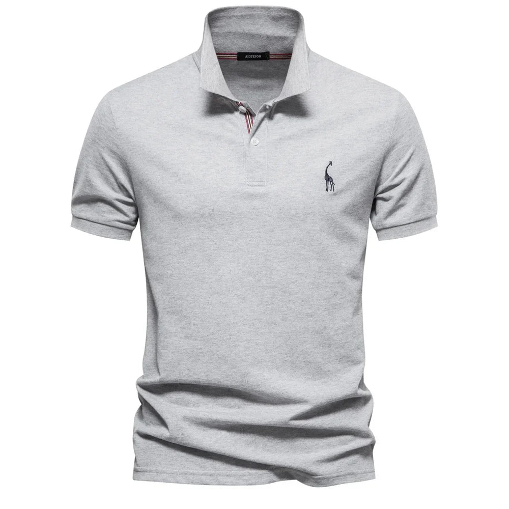 AIOPESON Men's Cotton Polo Shirt - Short Sleeve Solid Color Summer Casual Polo Top
