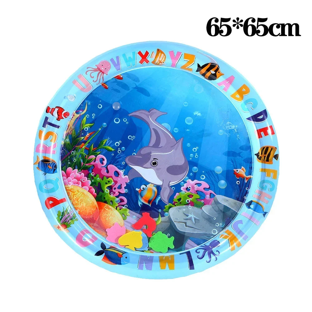Pet Water Sensory Play Mat - Thick Inflatable Ocean Fish Theme Toy for Cats & Dogs