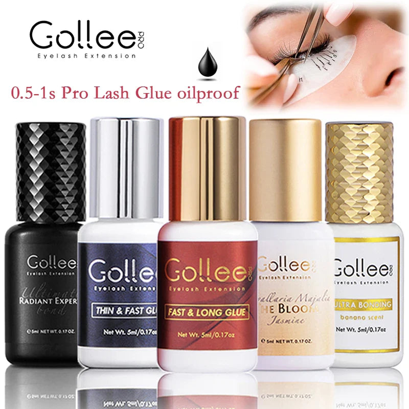 Gollee 0.5β1s Fast-Drying Eyelash Extension Glue β No Odor, No Irritation Adhesive for Lash Extensions, Professional Makeup Supplies