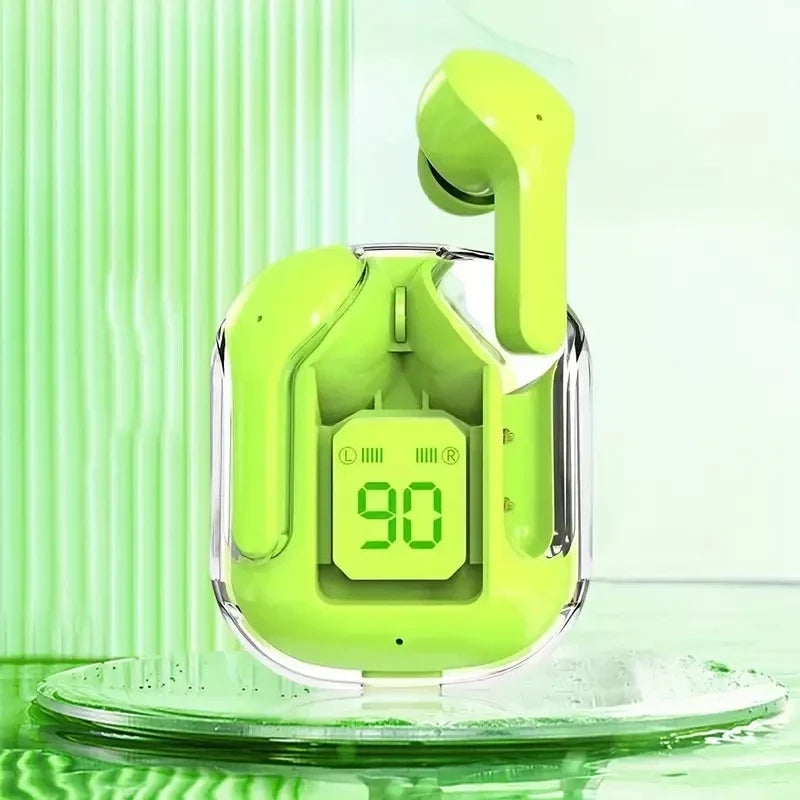 T2 Wireless Bluetooth Earphones - Transparent HiFi Stereo Headphones with LED Power Display