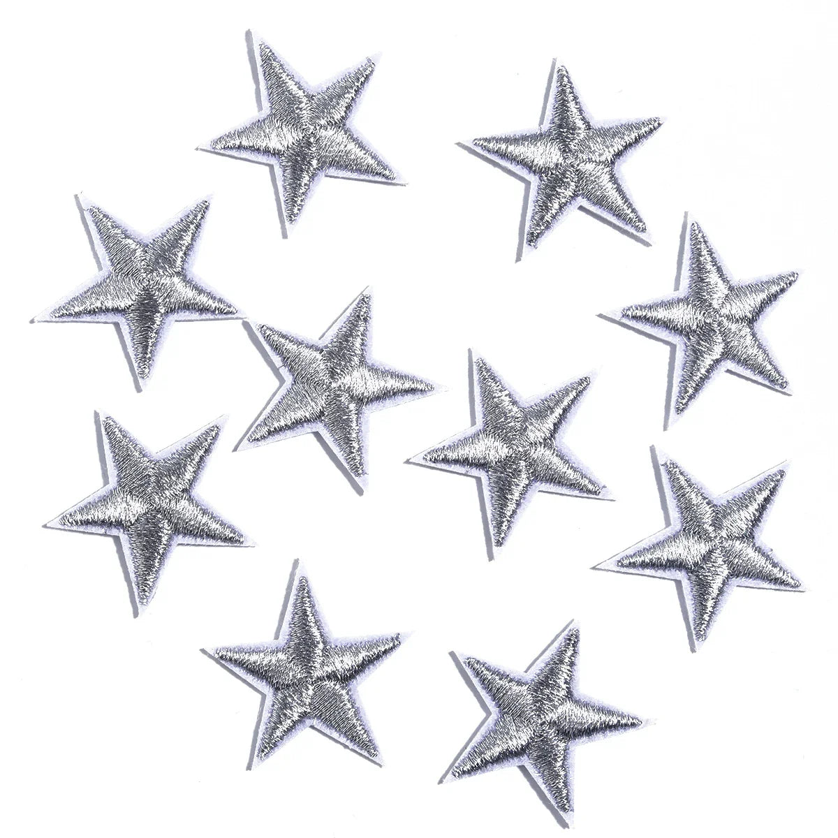 10pcs Mini Star Iron-On Embroidery Patches – Small Pentagram Appliques for DIY Clothing, Black White Gold Fashion Decoration